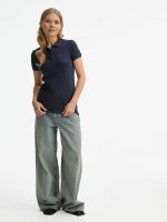 Рубашка поло женская Brandy Women, темно-синяя с белым — изображение 7