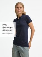 Рубашка поло женская Brandy Women, темно-синяя с белым — изображение 4