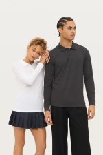 Рубашка поло женская с длинным рукавом Perfect LSL Women, черный меланж — изображение 5