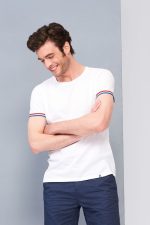 Футболка мужская Rainbow Men, белая с ярко-синим — изображение 4