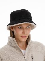 Панама Bucket двусторонняя утепленная, темно-серая с бежевым — изображение 6
