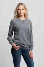 Джемпер Stitch с контрастной отделкой, серый с бордовым — изображение 5