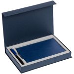 Коробка Silk с ложементом под ежедневник и ручку, ver. 2, синяя — изображение 3