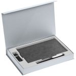 Коробка Silk с ложементом под ежедневник 13x21 см, флешку и ручку, ver. 2, серая — изображение 3