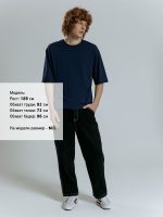 Футболка оверсайз унисекс Base Space, темно-синяя — изображение 5