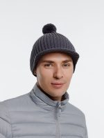 Вязаная шапка с козырьком Peaky, серая (антрацит) — изображение 6