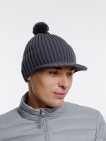 Вязаная шапка с козырьком Peaky, серая (антрацит) — изображение 7