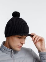 Вязаная шапка с козырьком Peaky, черная — изображение 7
