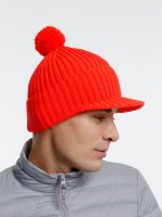 Вязаная шапка с козырьком Peaky, красная (кармин) — изображение 6