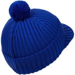 Вязаная шапка с козырьком Peaky, синяя (василек) — изображение 3