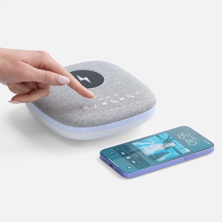 Bluetooth колонка с беспроводной зарядкой и подсветкой Terrafonic, серая — изображение 7