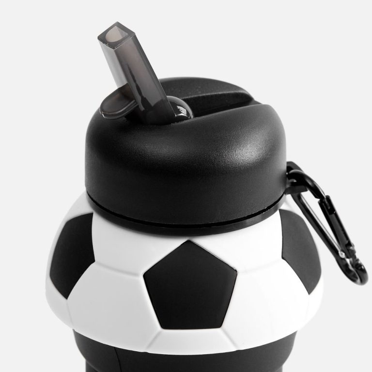 Складная бутылка для воды Football Flex, белая с черным — изображение 4