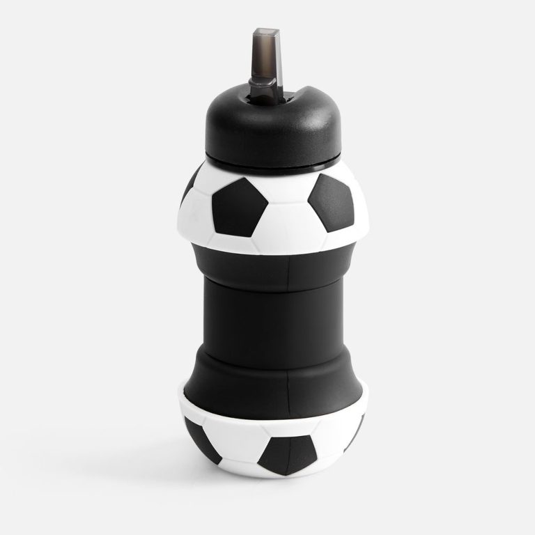 Складная бутылка для воды Football Flex, белая с черным — изображение 2