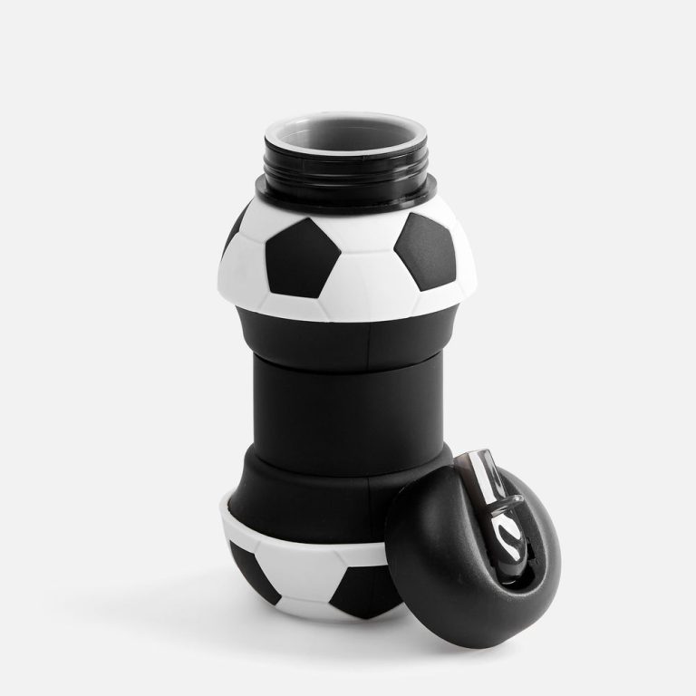 Складная бутылка для воды Football Flex, белая с черным — изображение 3