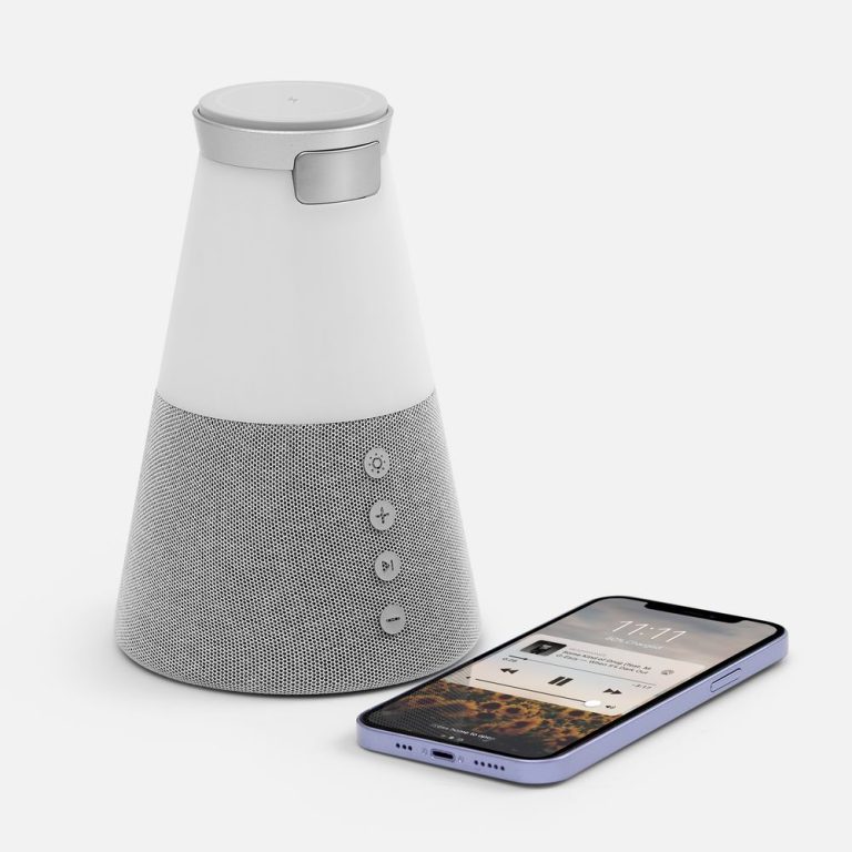 Bluetooth-колонка с беспроводной зарядкой и подсветкой Cone Sonance, серая — изображение 4