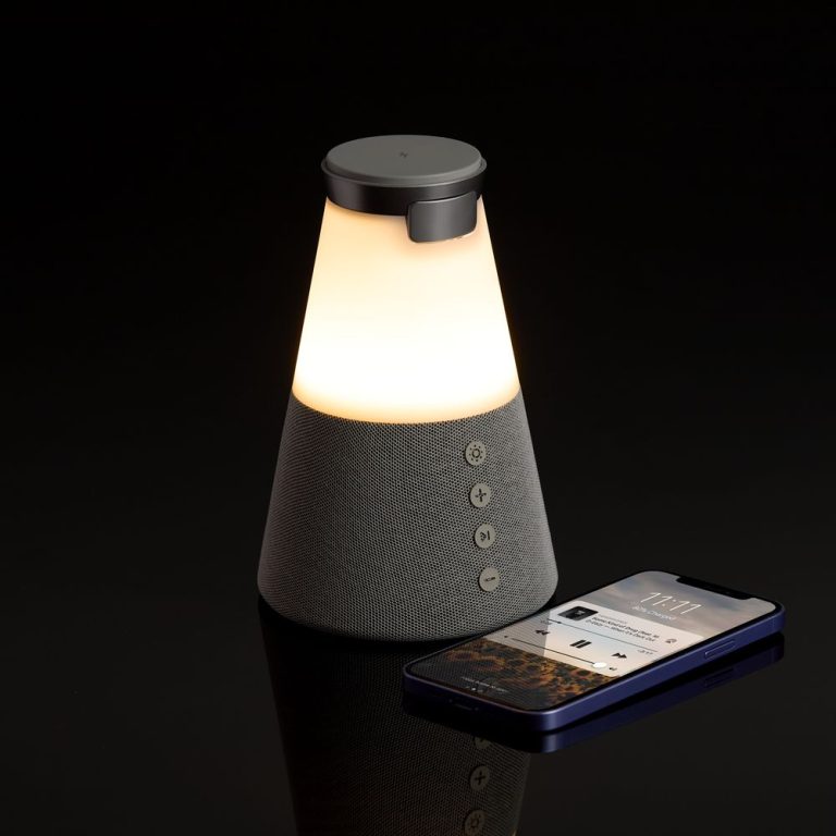 Bluetooth-колонка с беспроводной зарядкой и подсветкой Cone Sonance, серая — изображение 7