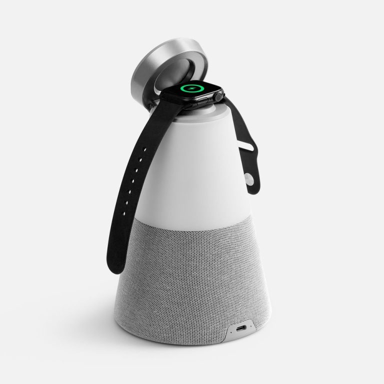 Bluetooth-колонка с беспроводной зарядкой и подсветкой Cone Sonance, серая — изображение 3