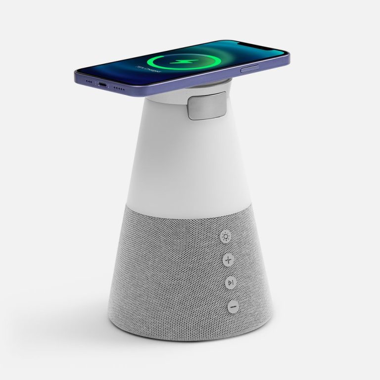 Bluetooth-колонка с беспроводной зарядкой и подсветкой Cone Sonance, серая — изображение 2
