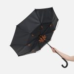 Зонт-трость Hidecolor с цветными спицами, черный с оранжевым — изображение 7