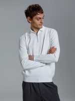Рубашка поло мужская с длинным рукавом Terrazzo, белая — изображение 5