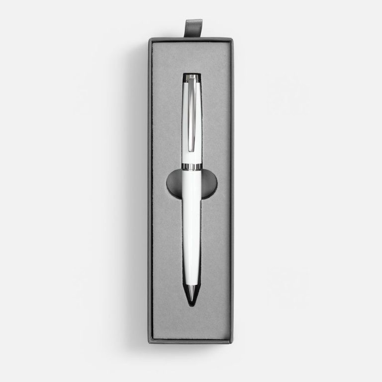 Ручка шариковая Letra Chrome в футляре, белая — изображение 2