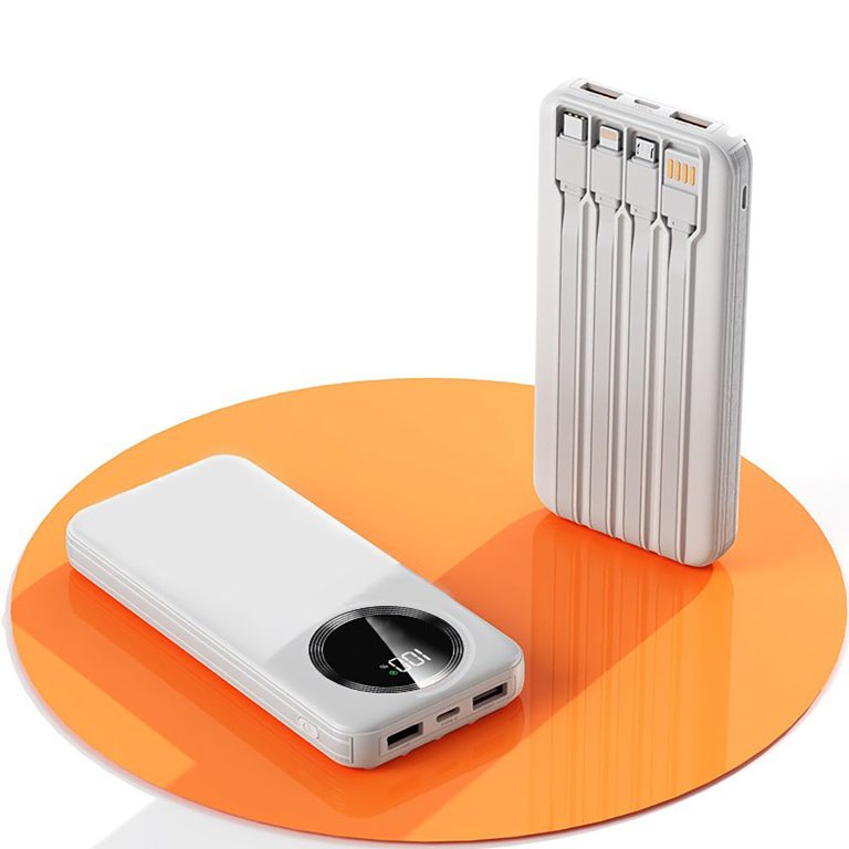 Зарядное устройство "Phantom" 10000 mAh с 4мя встроенными кабелями и цифровым индикатором заряда — изображение 2
