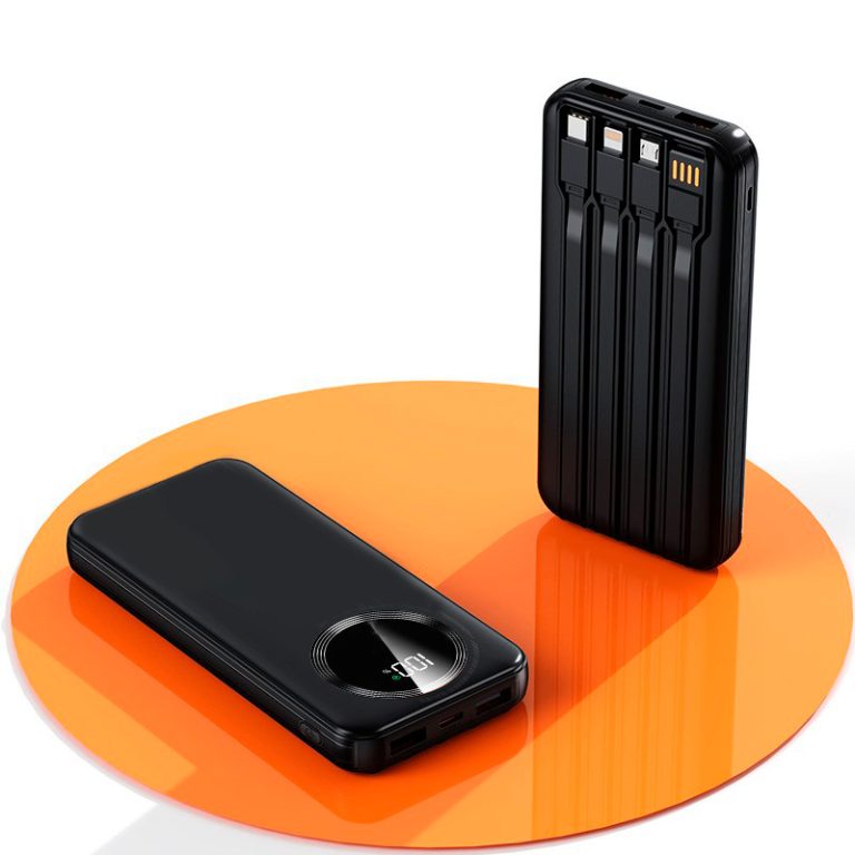 Зарядное устройство "Phantom" 10000 mAh с 4мя встроенными кабелями и цифровым индикатором заряда — изображение 2
