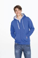 Толстовка мужская на молнии Soul Men 290 с контрастным капюшоном, ярко-синяя — изображение 4