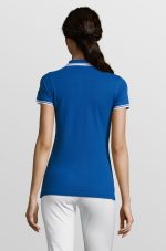 Рубашка поло женская Pasadena Women 200 с контрастной отделкой, ярко-синяя с белым — изображение 6