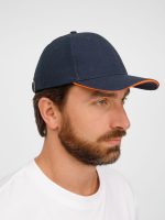 Бейсболка Buffalo, темно-синяя с неоново-оранжевым — изображение 7