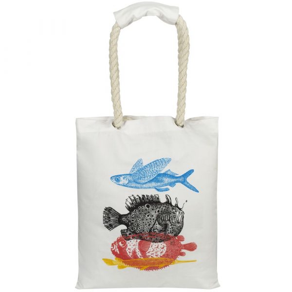 Холщовая сумка с ручками-канатами «Морские обитатели»