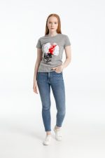 Футболка женская «Ты у меня вот здесь», серый меланж — изображение 4