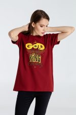 Футболка A God is High, гранатово-красная — изображение 6